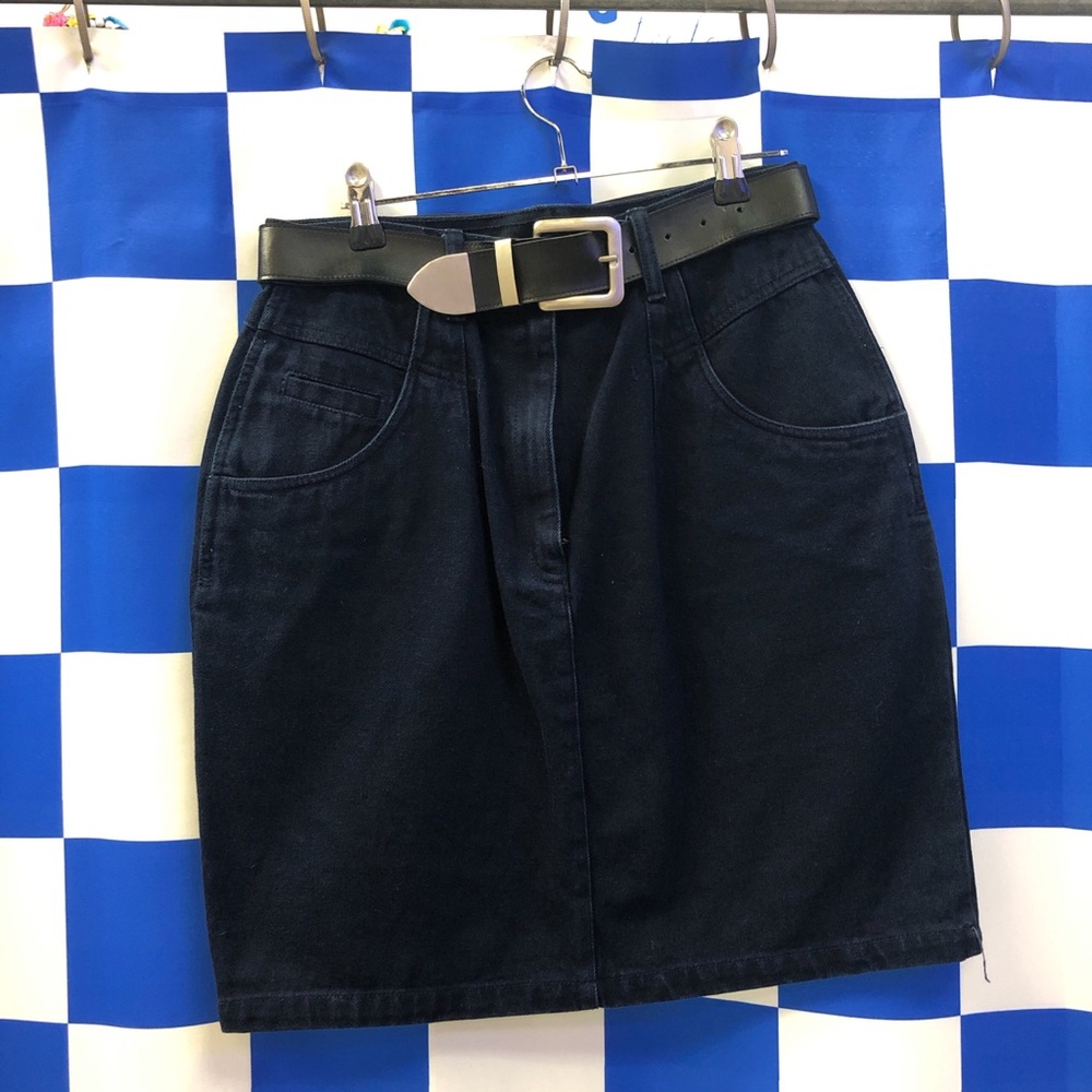 Best American vintage dark denim mini skirt with belt